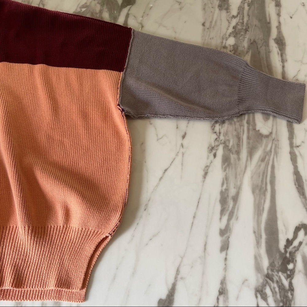 Free People Easy Street Oversized Sweater Color Block Size S In Peach Combo NWOT - Picture 13 of 16